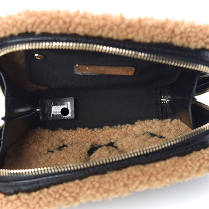 Chanel Shiny Crumpled Sheepskin Shearling CC Mania Waist Bag Black Light Brown 7 of 10