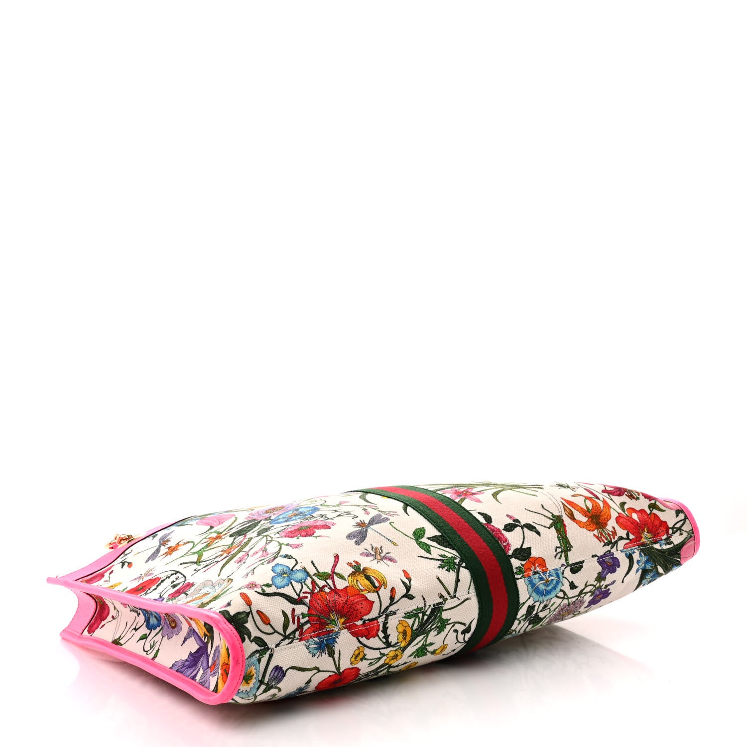 Gucci Canvas Flora Large Rajah Chain Tote White Multicolor Fuxia Fluo 5 of 16