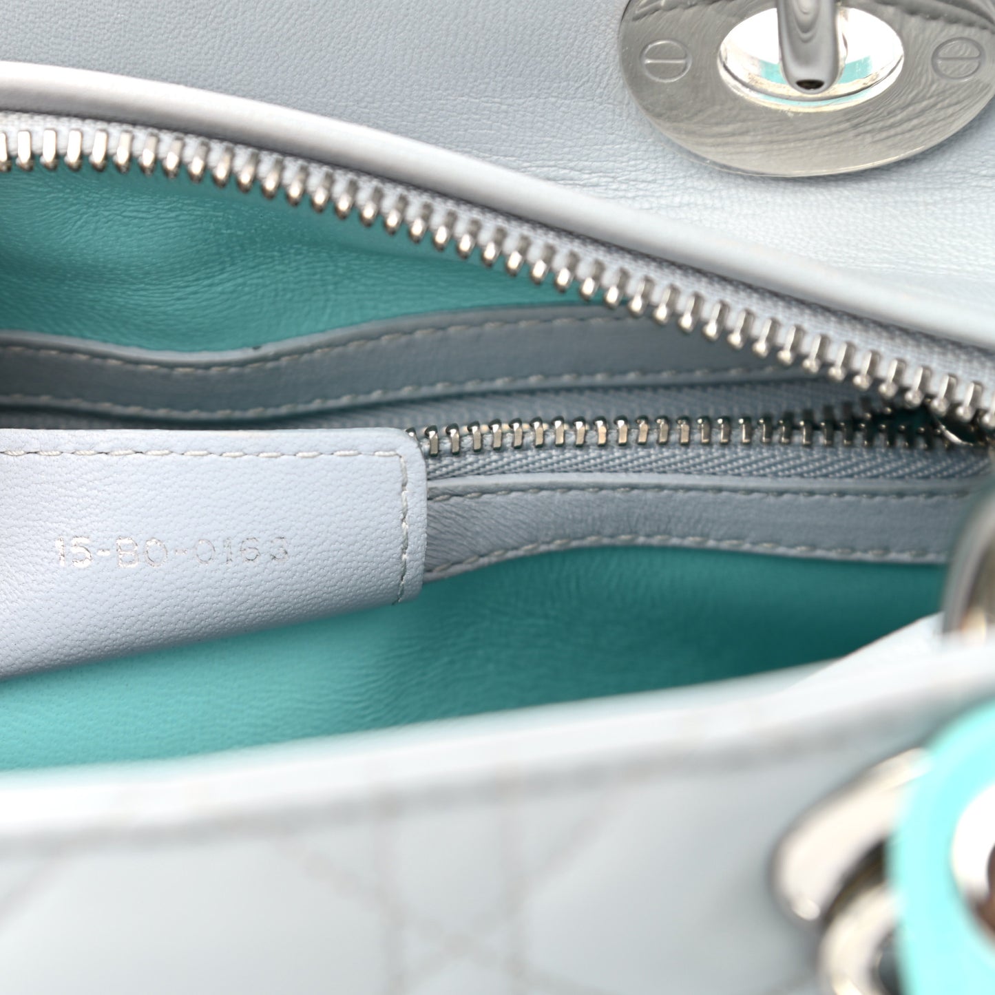 Lambskin Cannage Medium Bi-Color Lady Dior Grey Turquoise