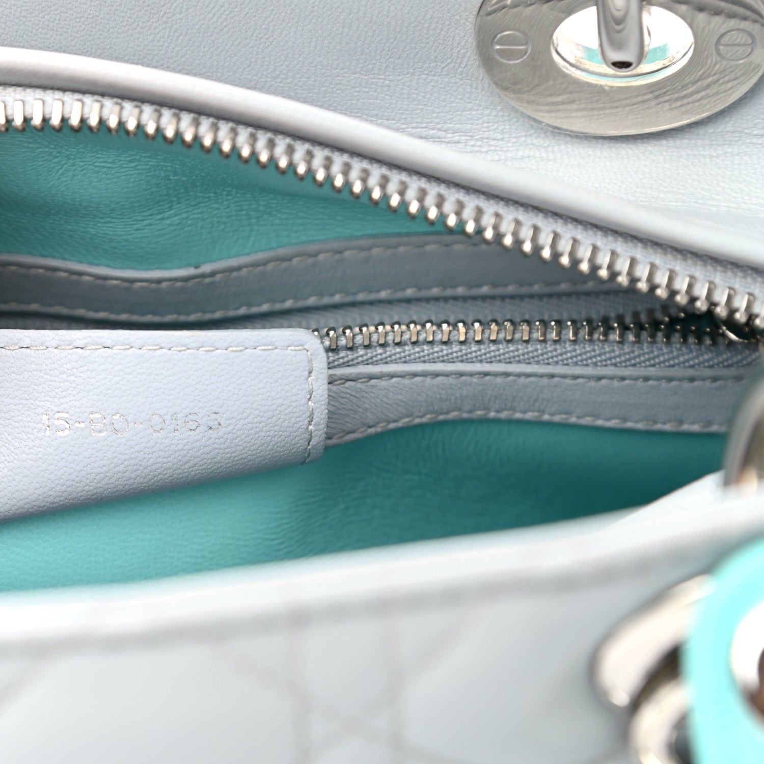 Christian Dior Lambskin Cannage Medium Bi-Color Lady Dior Grey Turquoise 7 of 10