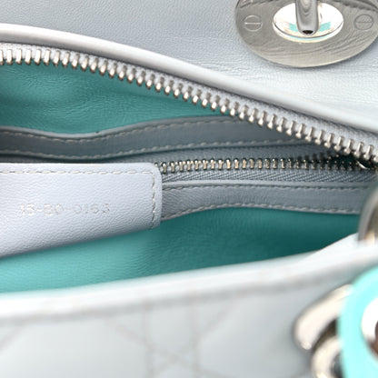 Christian Dior Lambskin Cannage Medium Bi-Color Lady Dior Grey Turquoise 7 of 10
