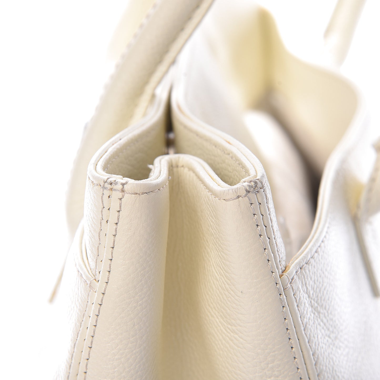 Calfskin Mademoiselle Lock Cerf Shopper Tote White