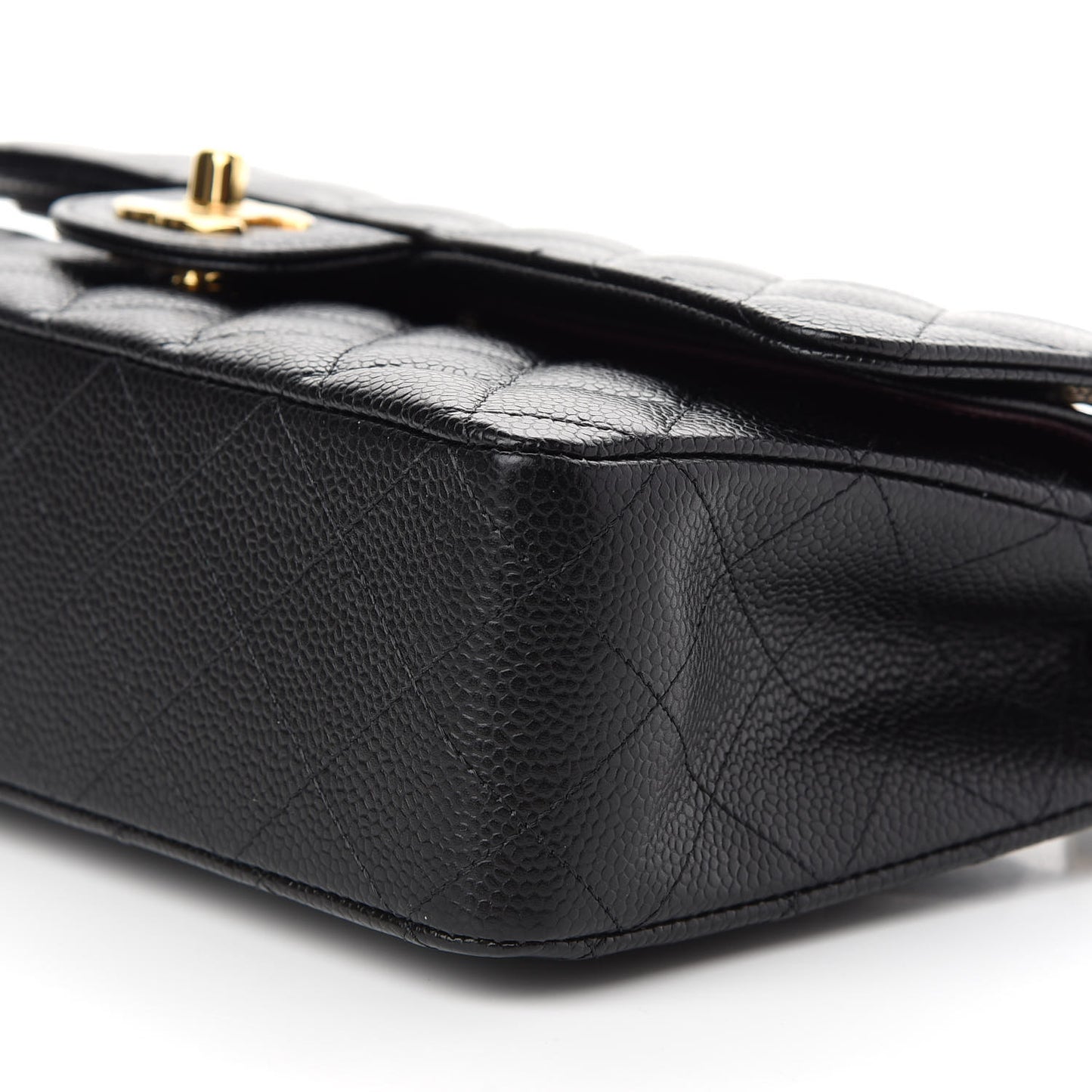 Caviar Quilted Medium Double Flap Black