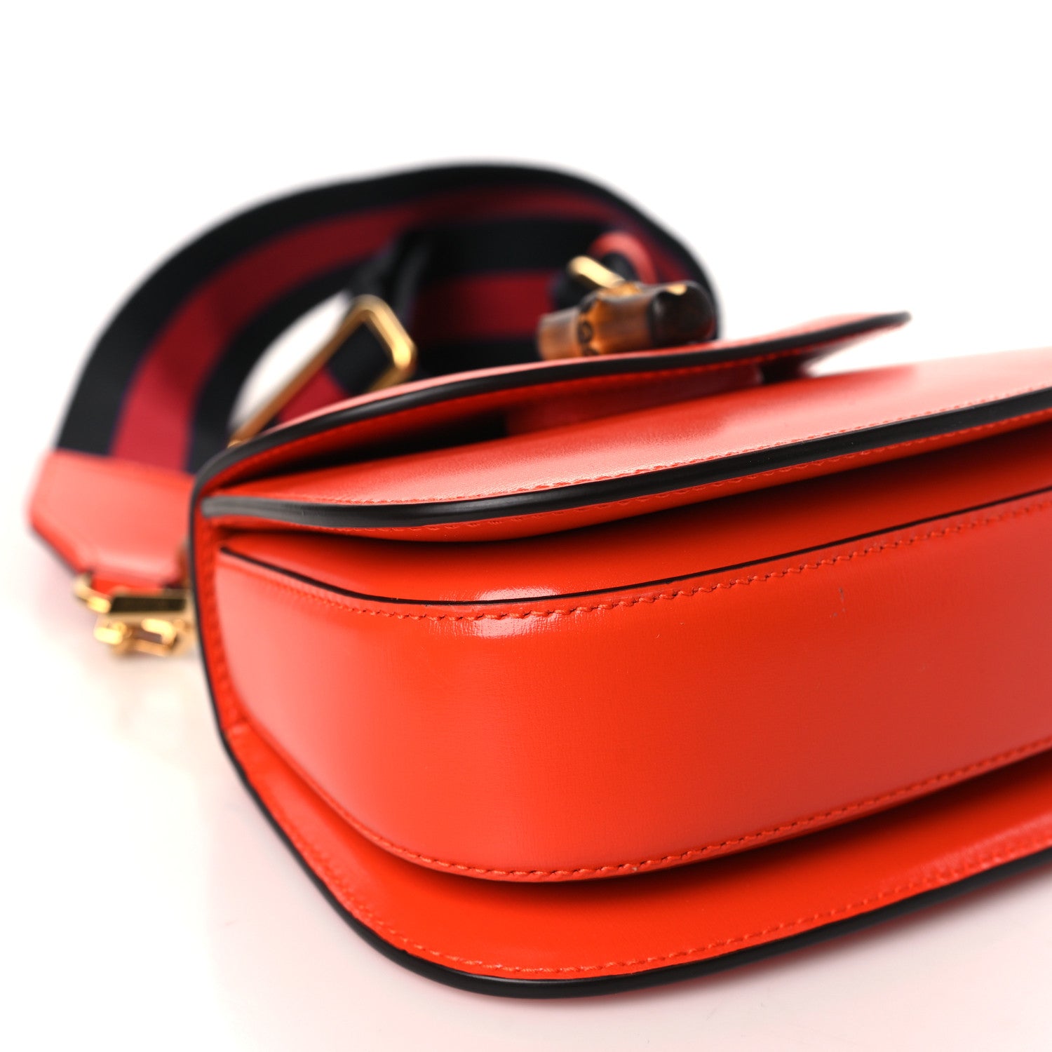 Gucci Boarded Dyana Lux Calfskin Web Mini Bamboo 1947 Top Handle Bag Calypso Orange 8 of 10