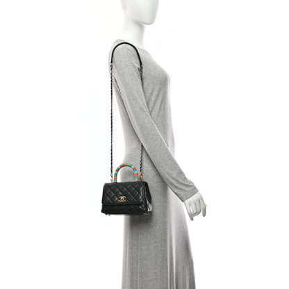 Chanel Goatskin Quilted Rainbow Extra Mini Coco Handle Flap Black 2 of 10