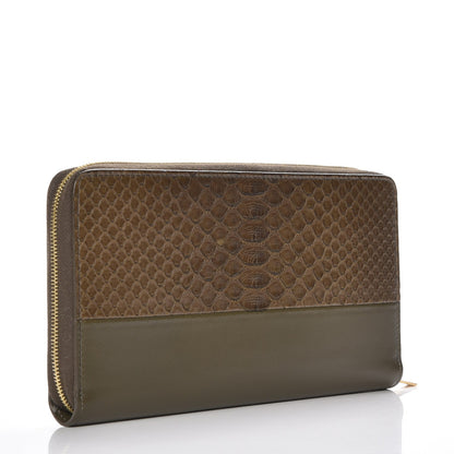 Celine Python Lambskin Large Zip Around Multifunction Wallet Khaki 3 of 7
