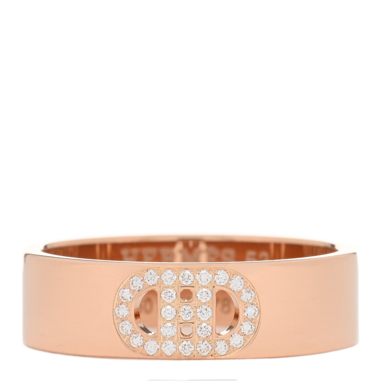 18K Rose Gold Diamond PM H D'Ancre Ring 53 6.5