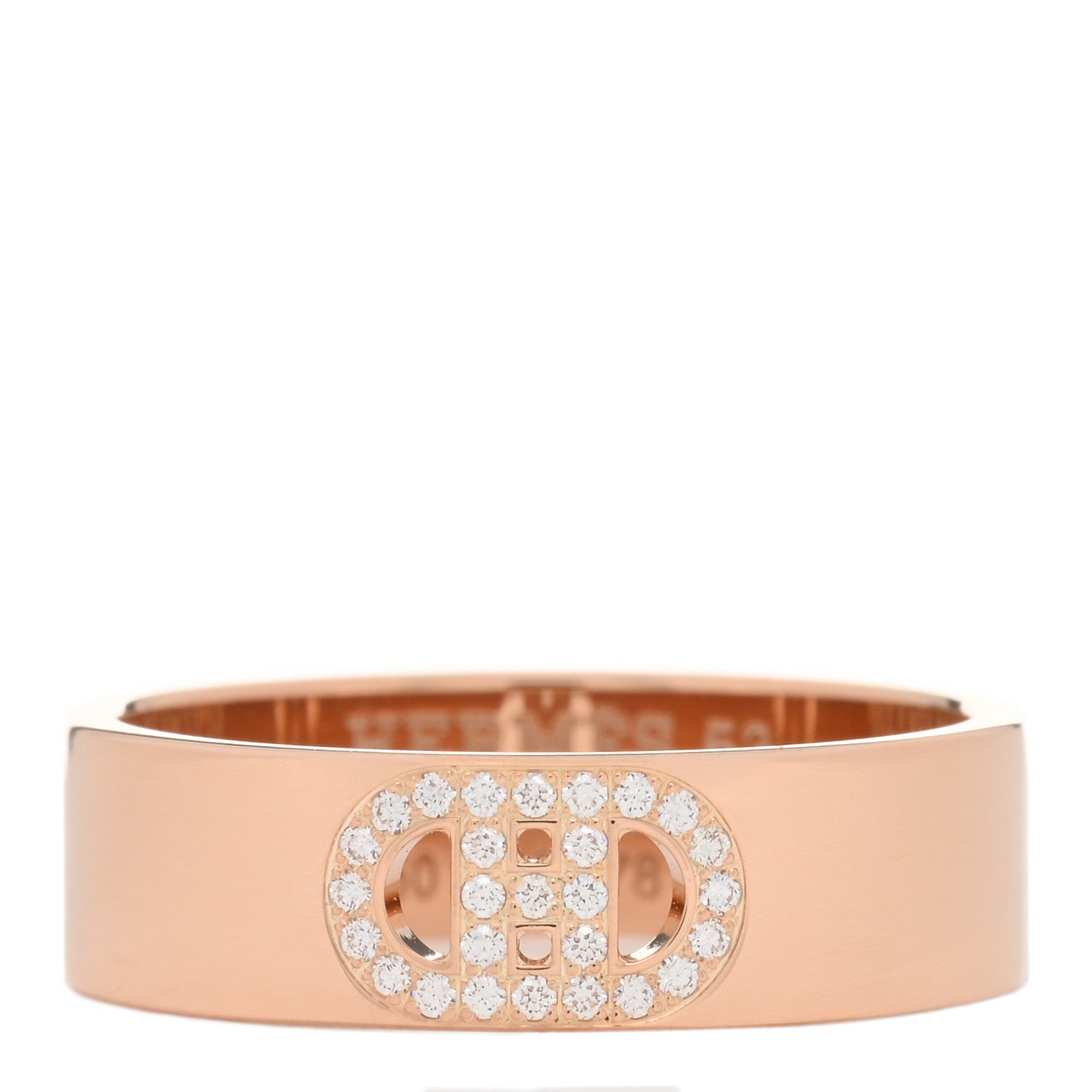 Hermes 18K Rose Gold Diamond PM H D'Ancre Ring 53 6.5 1 of 4
