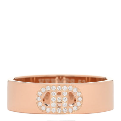 Hermes 18K Rose Gold Diamond PM H D'Ancre Ring 53 6.5 1 of 4