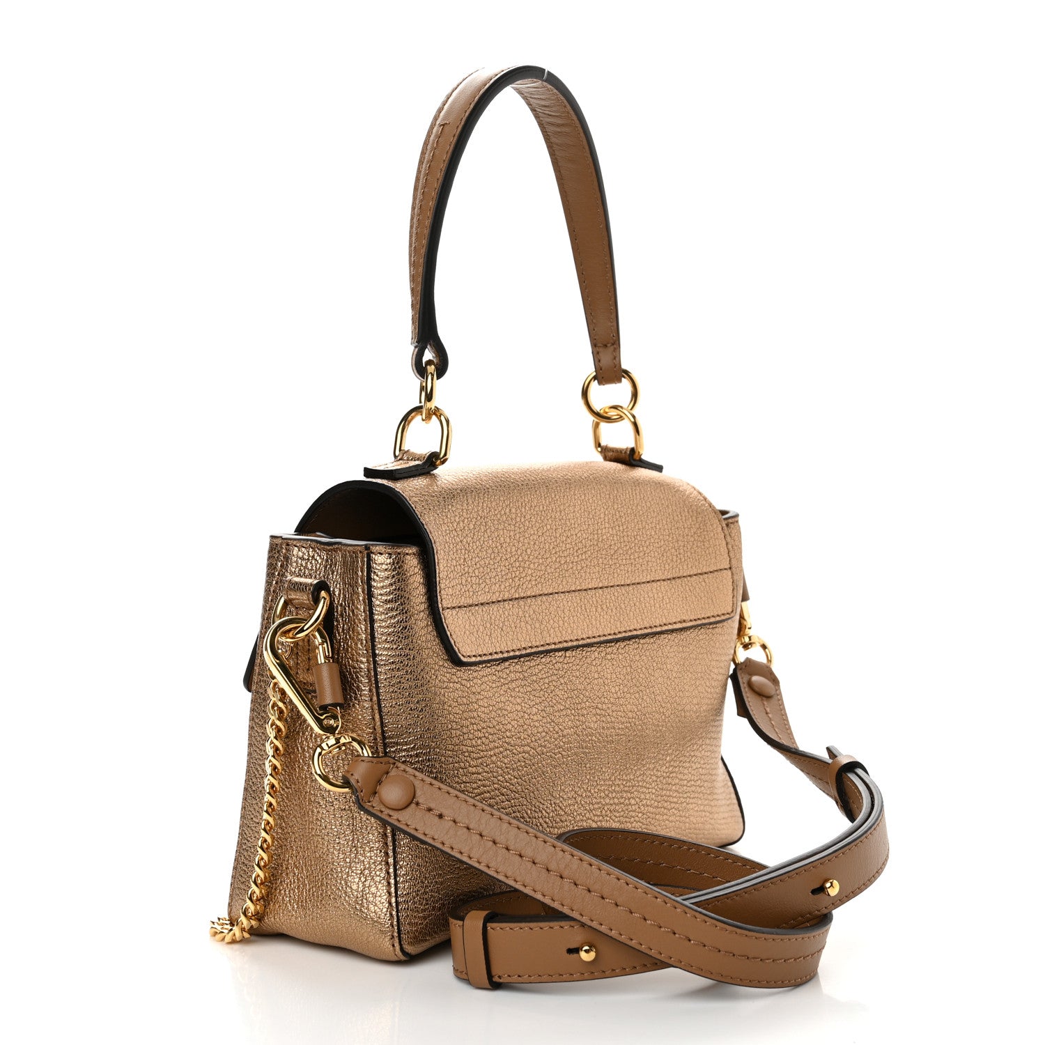 Chloe Metallic Calfskin Mini Faye Day Shoulder Bag Gold 3 of 10