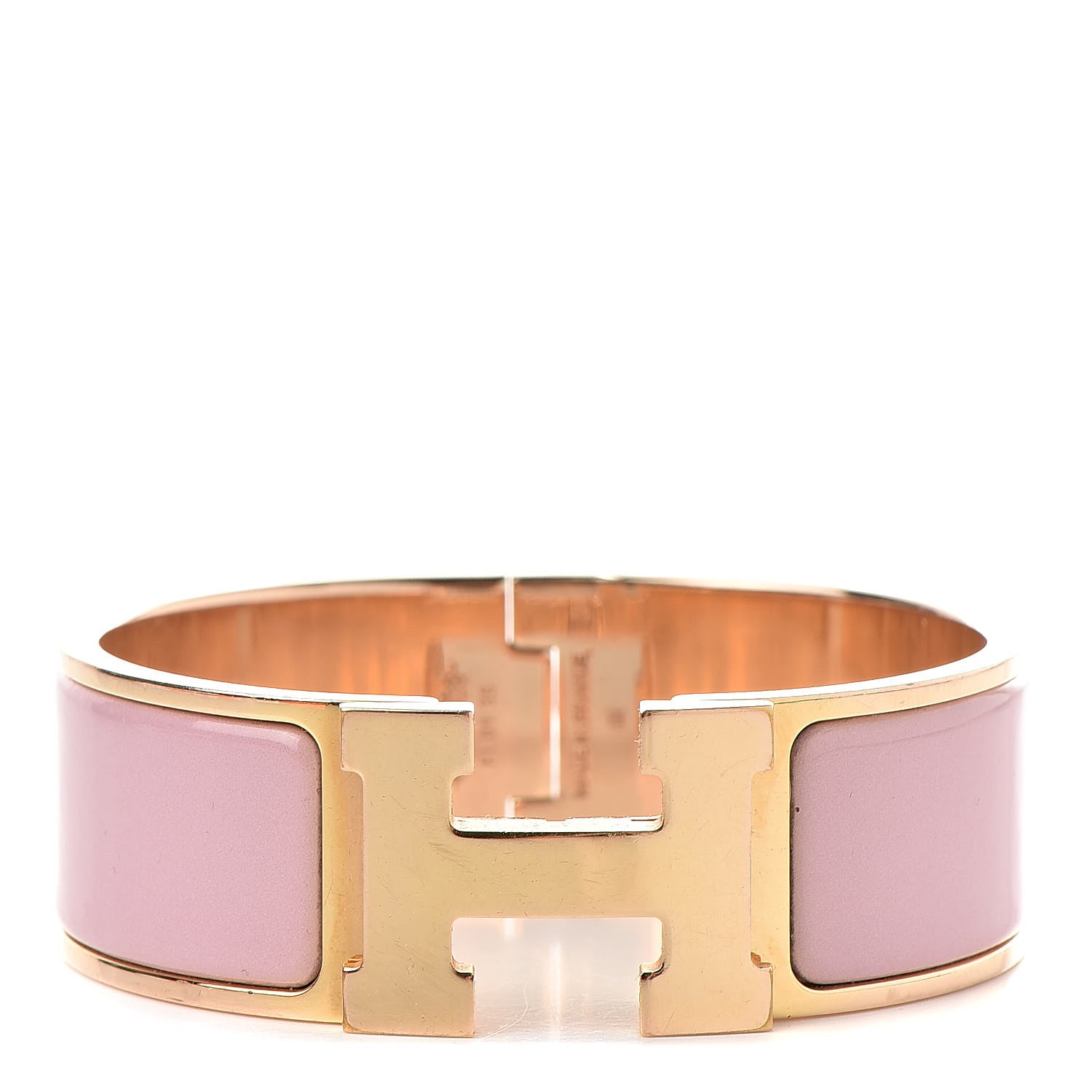 Hermes Enamel Wide Clic Clac H Bracelet PM Rose Nacarat 1 of 7