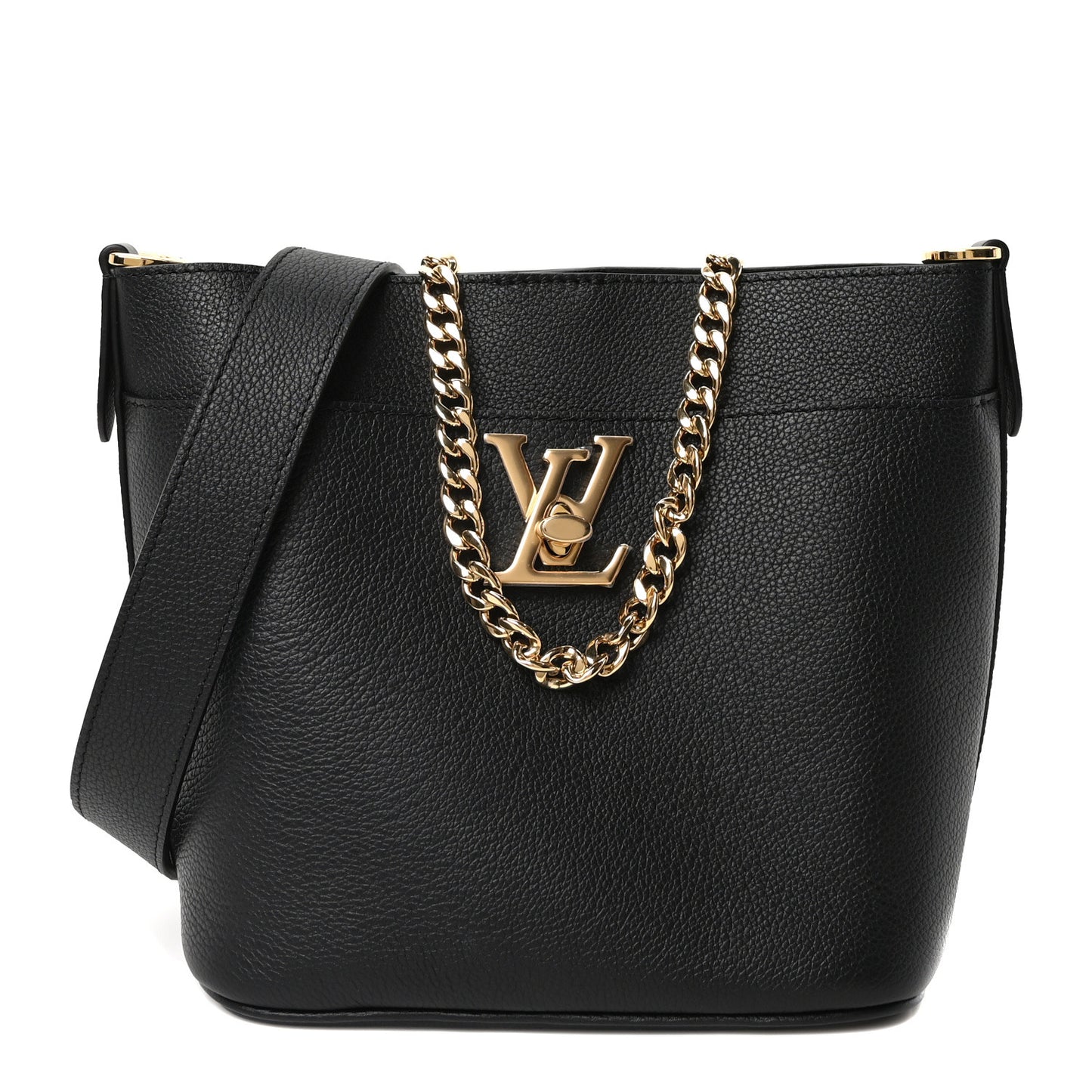 Calfskin Lock and Walk Bucket Black