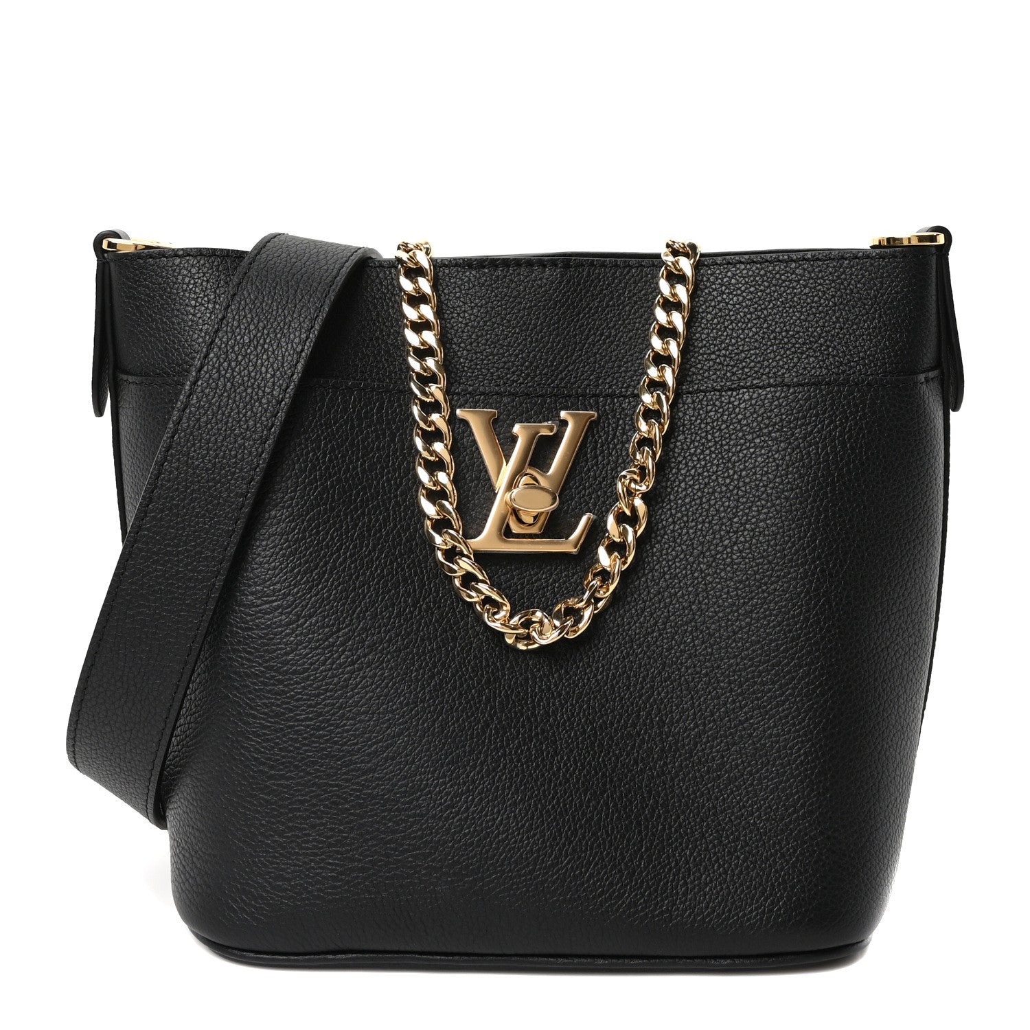 Louis Vuitton Calfskin Lock and Walk Bucket Black 1 of 9