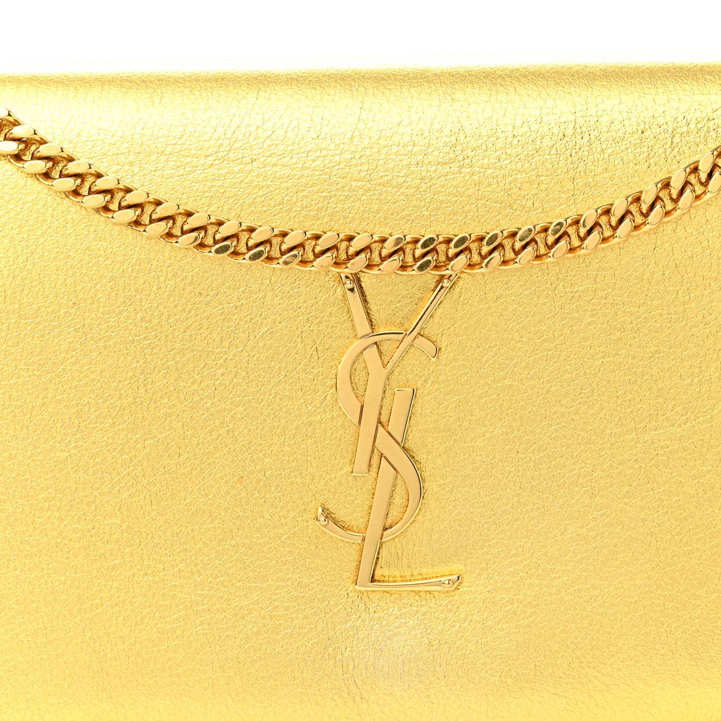 Metallic Calfskin Monogram Chain Wallet Gold