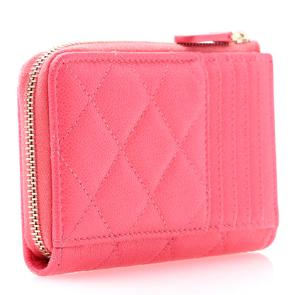 Chanel Caviar Quilted CC Zip Around Card Holder Pink 3 of 11