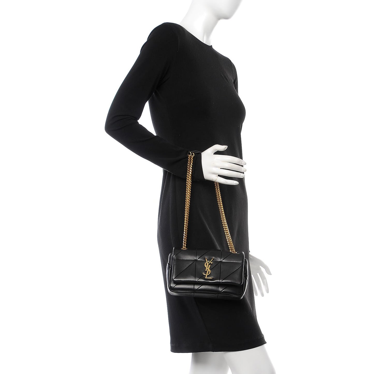 Lambskin Patchwork Monogram Small Jamie Black