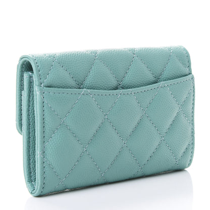 Chanel Caviar Quilted Flap Card Holder Wallet Light Green 2 of 4