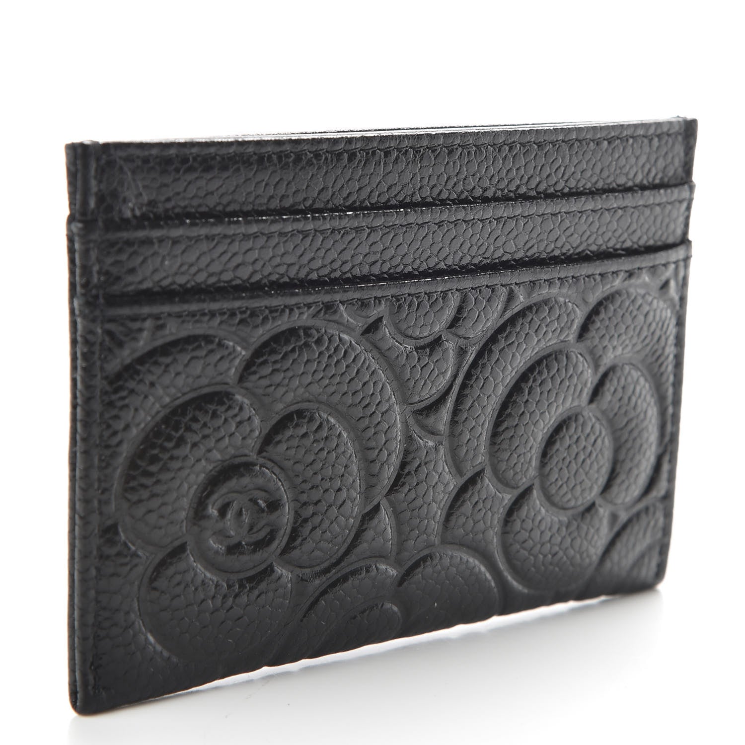 Chanel Caviar Camellia Embossed Card Holder Black 3 of 7