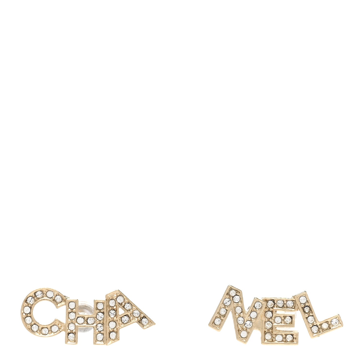 Chanel Crystal Pearl Signature Stud Earrings Gold 1 of 5