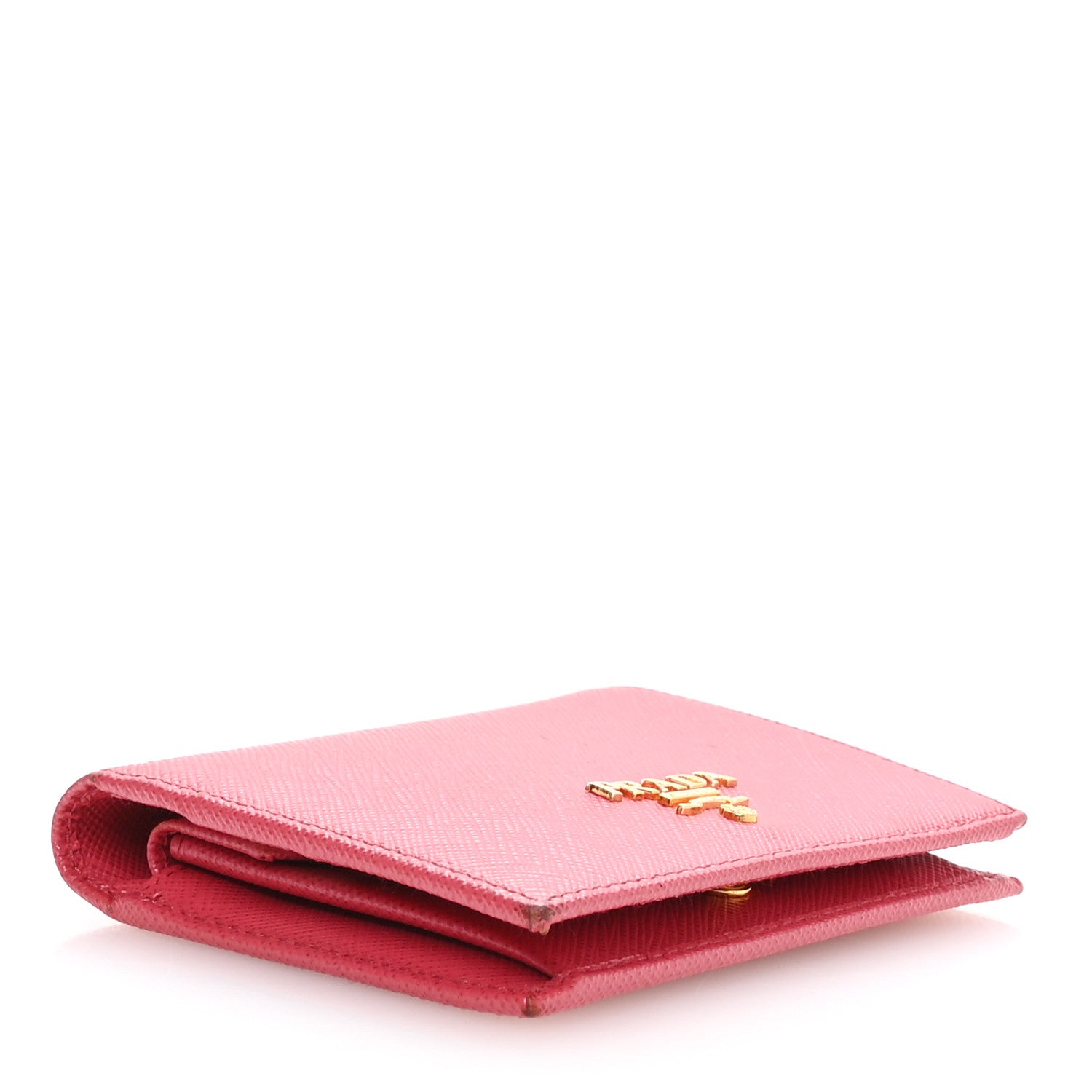Prada Saffiano Metal Small Compact Wallet Peonia Begonia 2 of 8