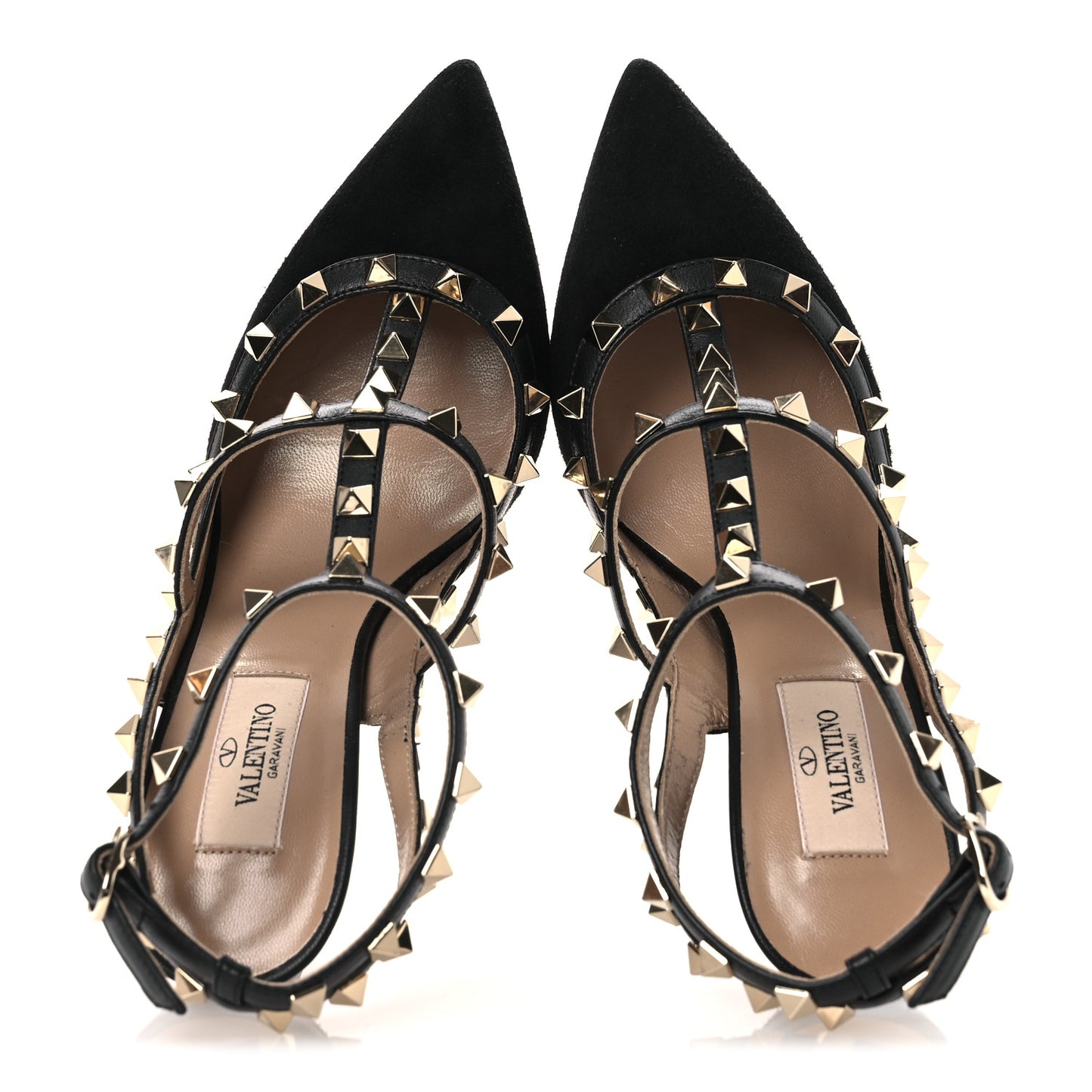Suede Rockstud Ankle Strap Pumps 37 Black