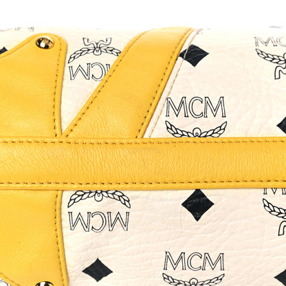 MCM Visetos Barrel Bag White Yellow 14 of 23