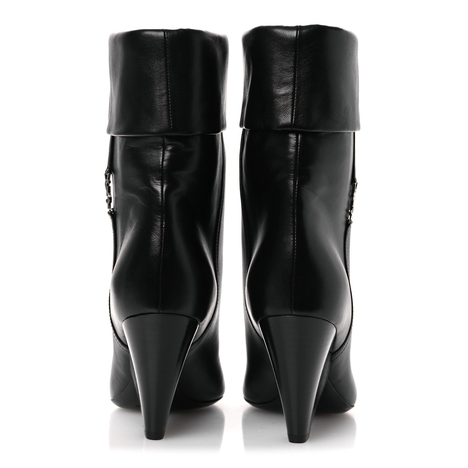 Saint Laurent Lambskin Liz 85 Wedge Booties 37.5 Black 6 of 11