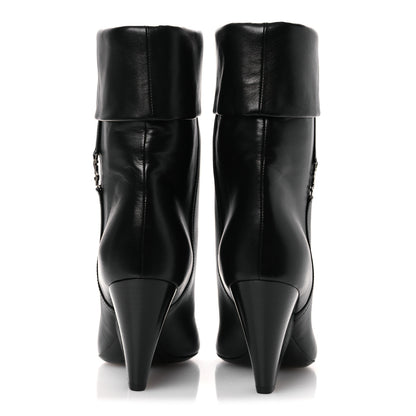 Saint Laurent Lambskin Liz 85 Wedge Booties 37.5 Black 6 of 11