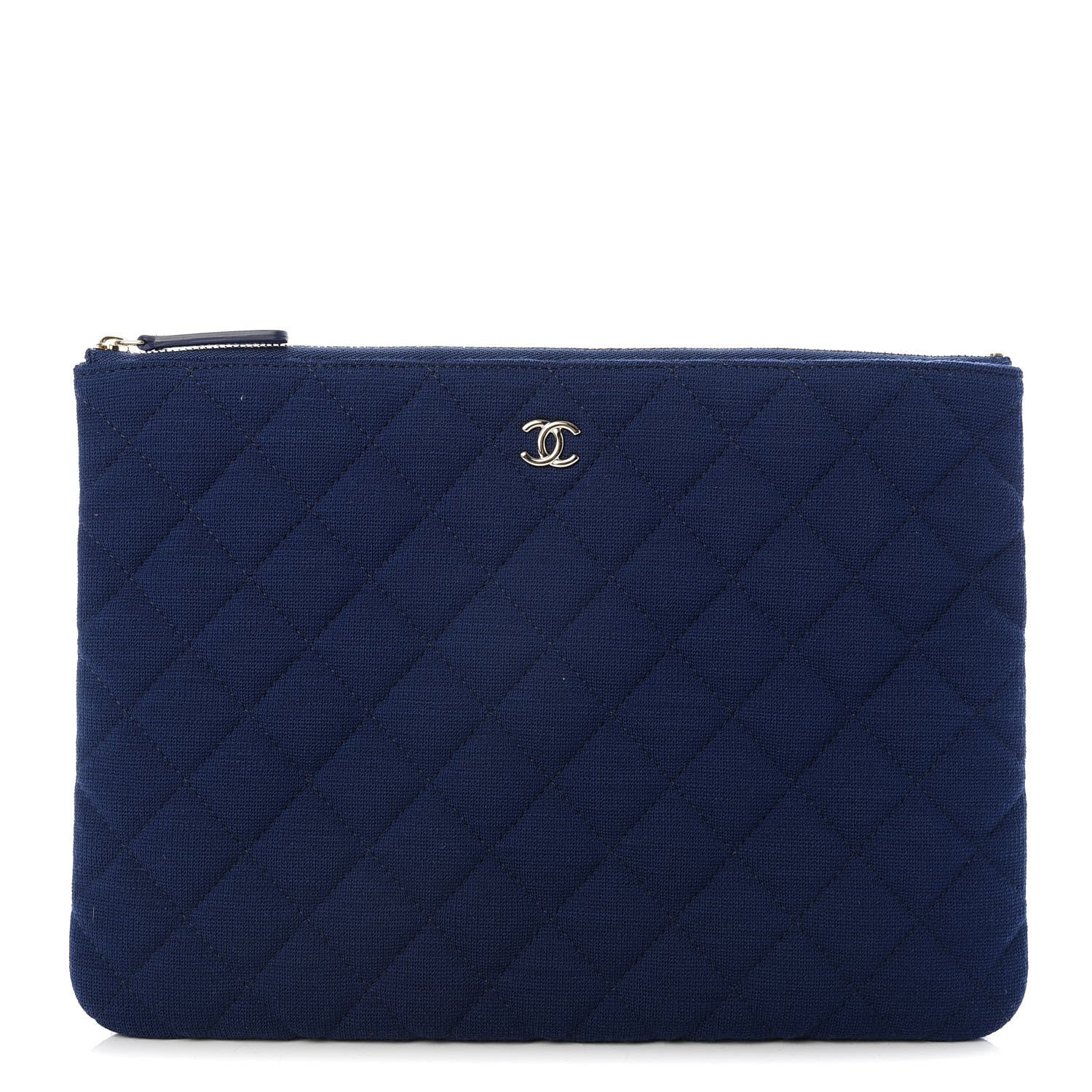 Chanel Jersey Quilted Medium Cosmetic Case Blue 1 of 8