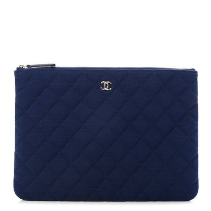 Chanel Jersey Quilted Medium Cosmetic Case Blue 1 of 8