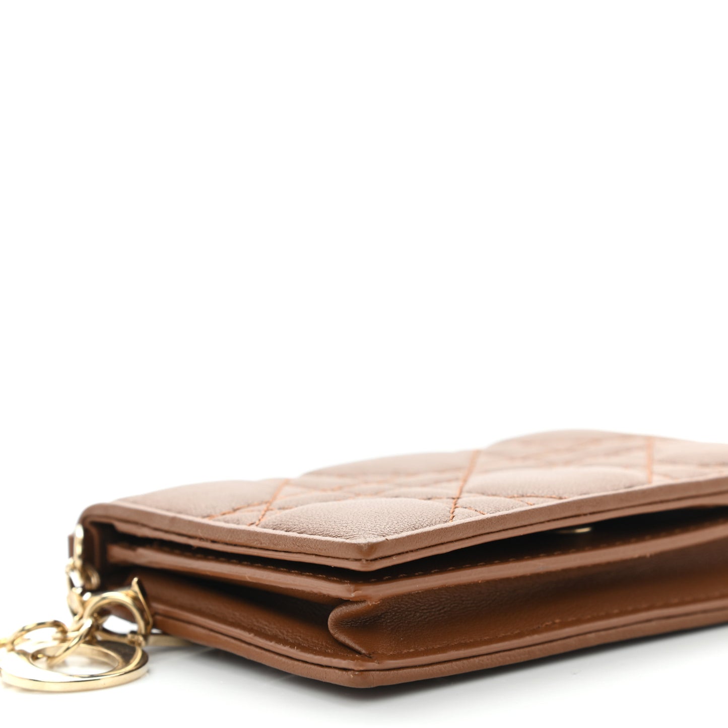 Calfskin Cannage Small Lady Dior Flap Card Holder Golden Saddle