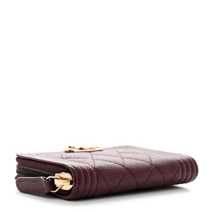 Chanel Caviar Quilted Boy Zip Around Coin Purse Wallet Dark Purple 4 of 7