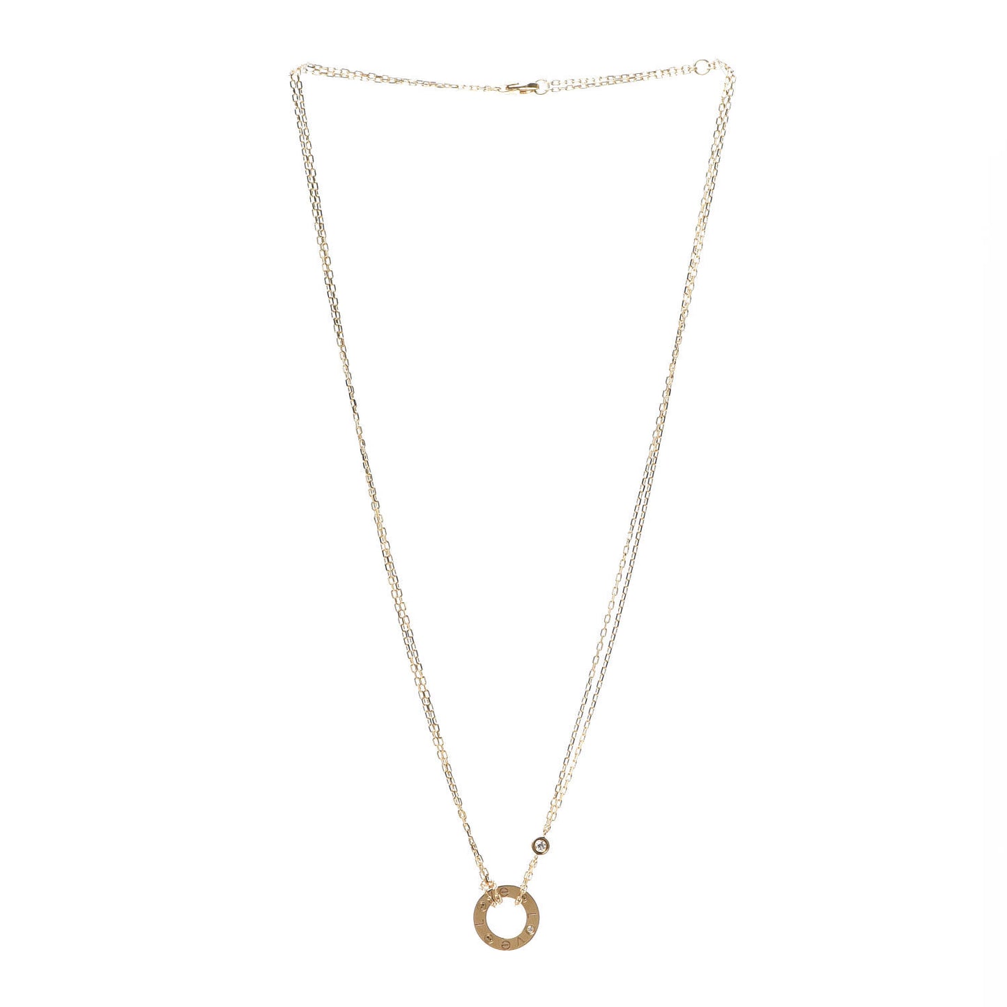18K Yellow Gold 2 Diamond LOVE Necklace