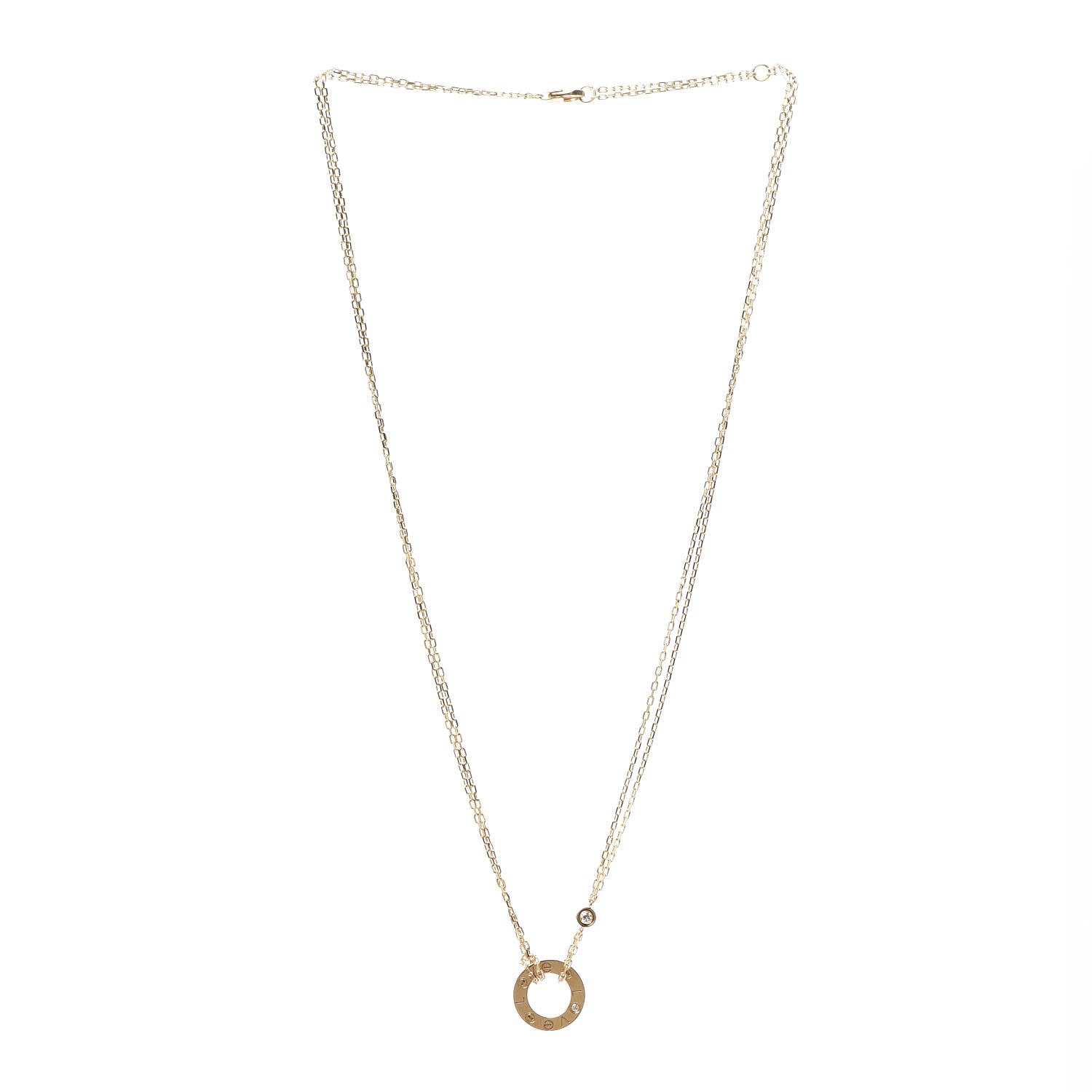 Cartier 18K Yellow Gold 2 Diamond LOVE Necklace 3 of 5