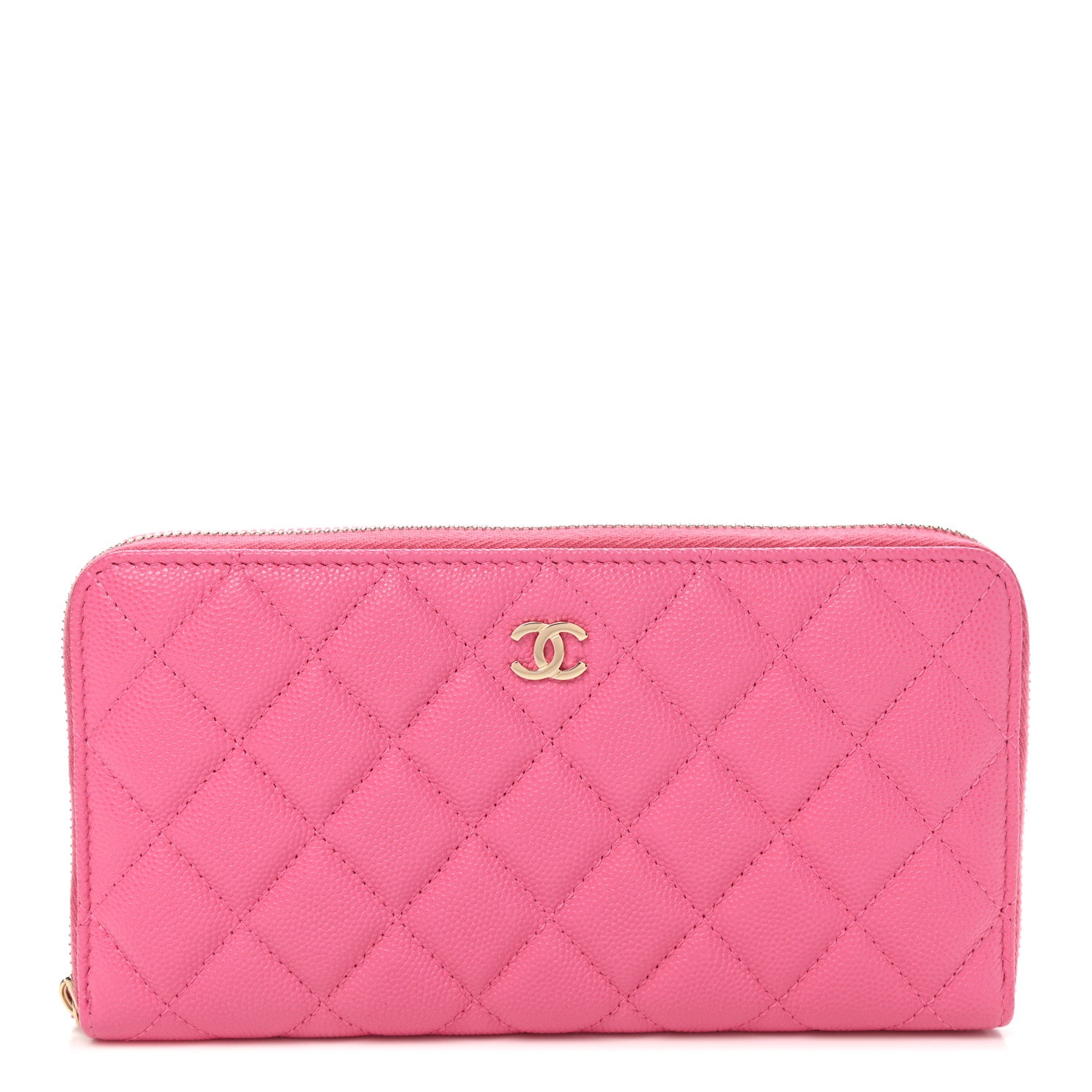 Chanel Caviar Quilted Large Gusset Zip Around Wallet Pink 1 of 8