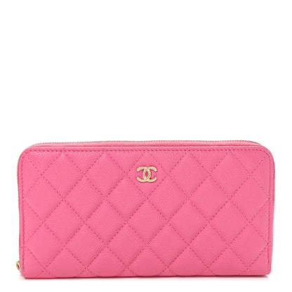 Chanel Caviar Quilted Large Gusset Zip Around Wallet Pink 1 of 8