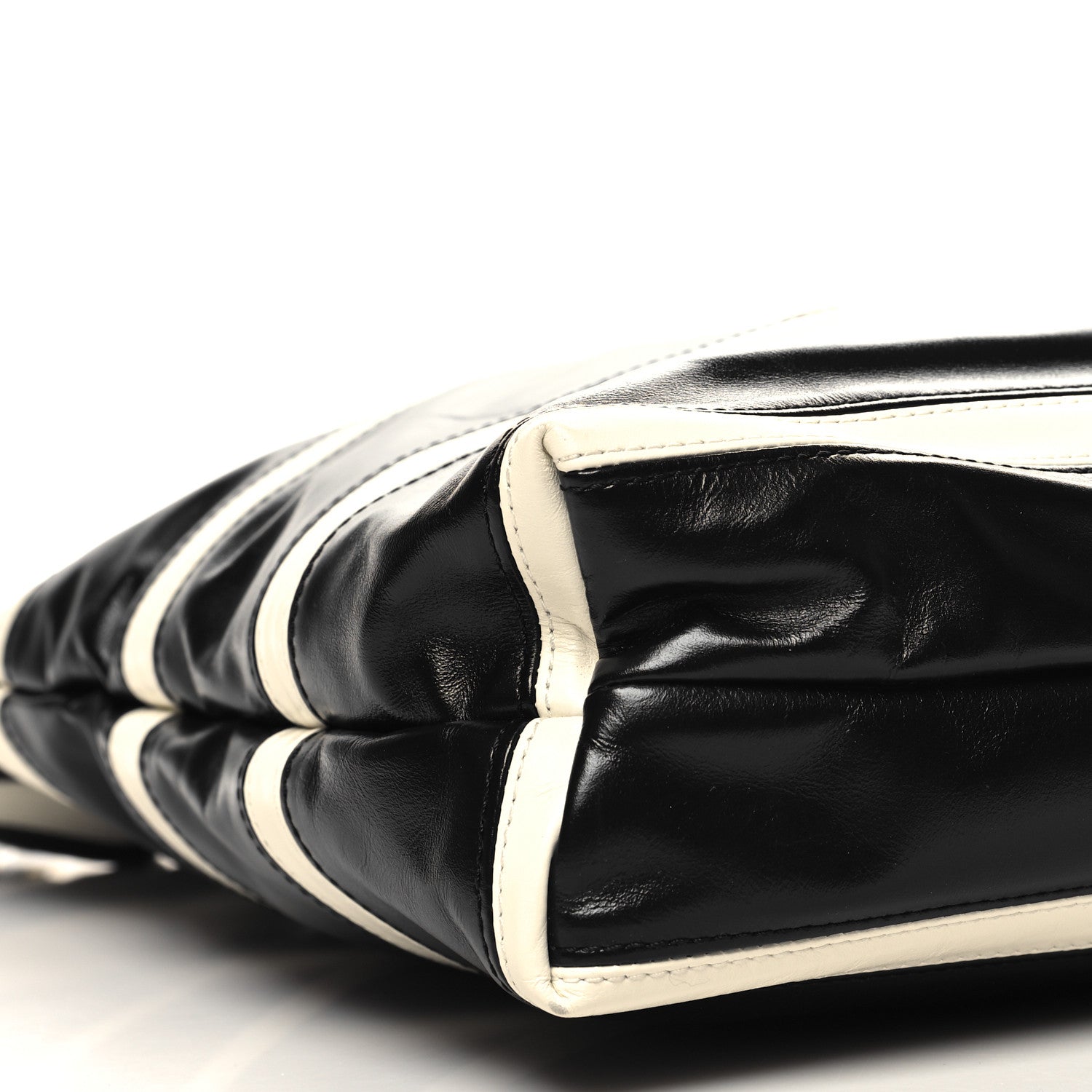 Chanel Shiny Calfskin Striped Small Chanel 22 Black White 1456262