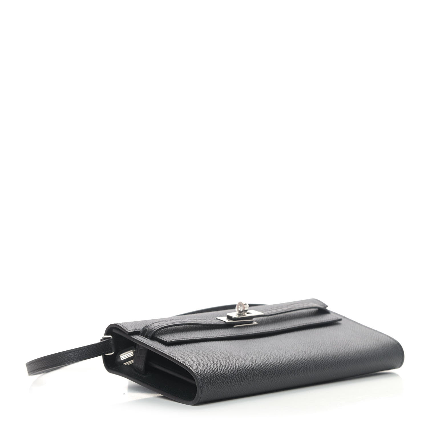 Hermes Epsom Matte Alligator Touch Kelly Wallet To Go Black 4 of 9