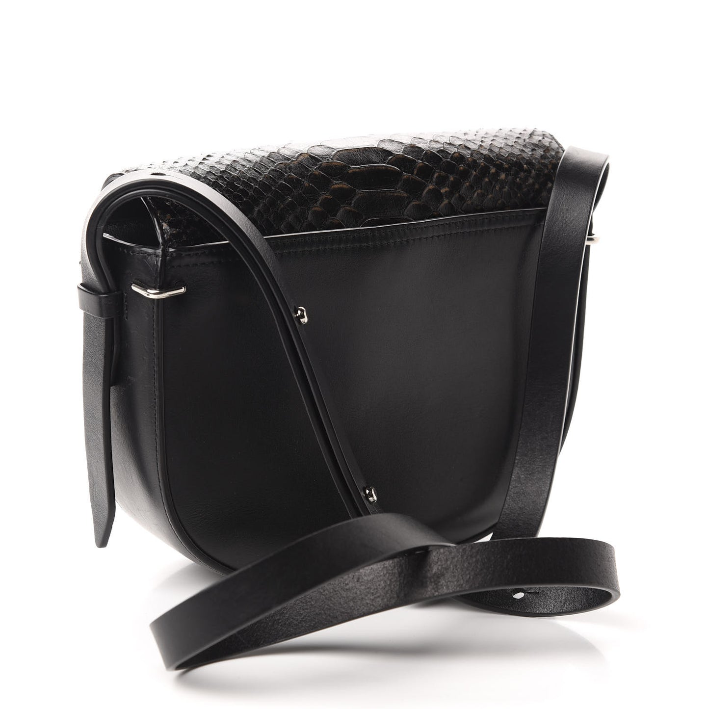 3.1 Snake-Cut Calfskin Alix Saddle Crossbody Bag Black