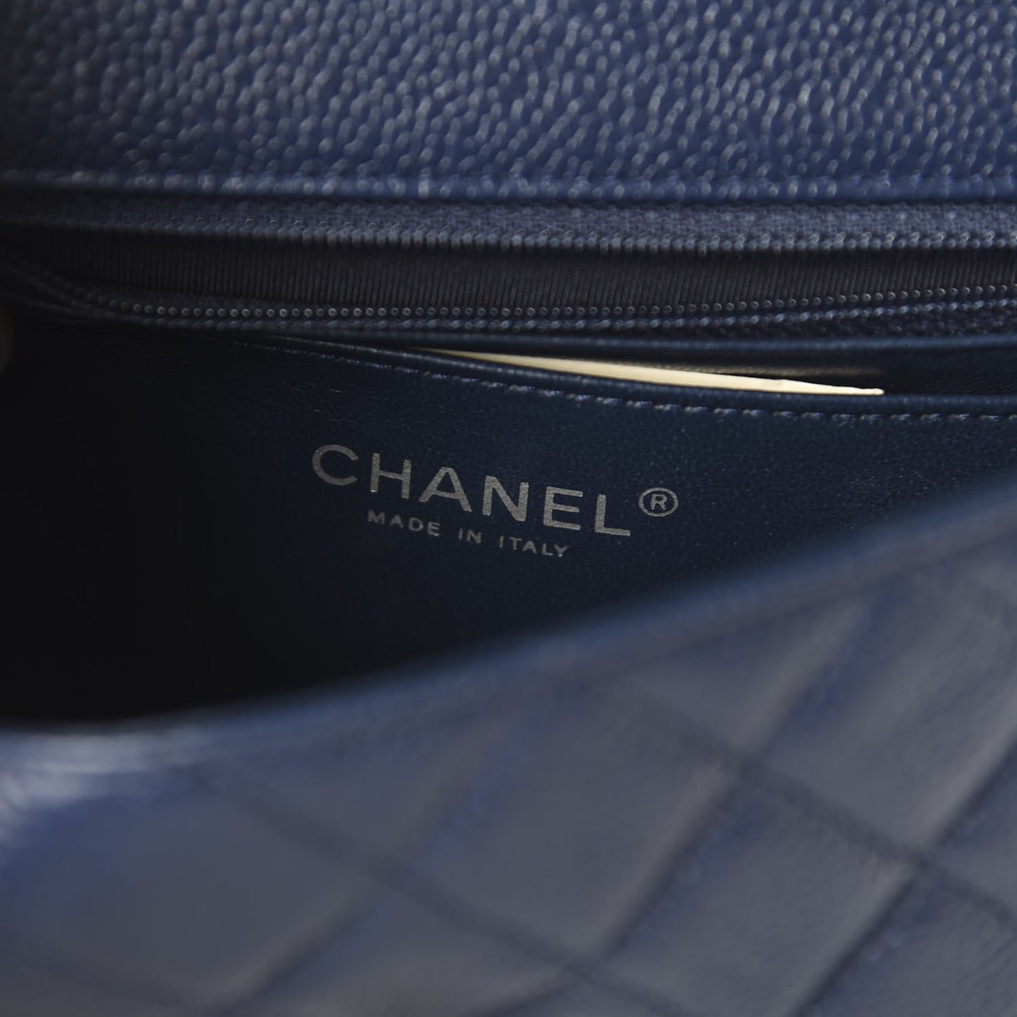 Caviar Quilted Mini Rectangular Flap Navy