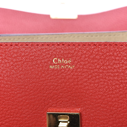 Chloe Grained Lambskin Mini Drew Shoulder Bag Plaid Red 6 of 11