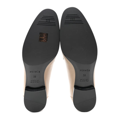 Hermes Goatskin Womens Royal Loafers 38 Beige Argile 5 of 9