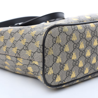 Gucci Soft GG Supreme Monogram Bees Small Crossbody Tote Beige Oro Black 8 of 9