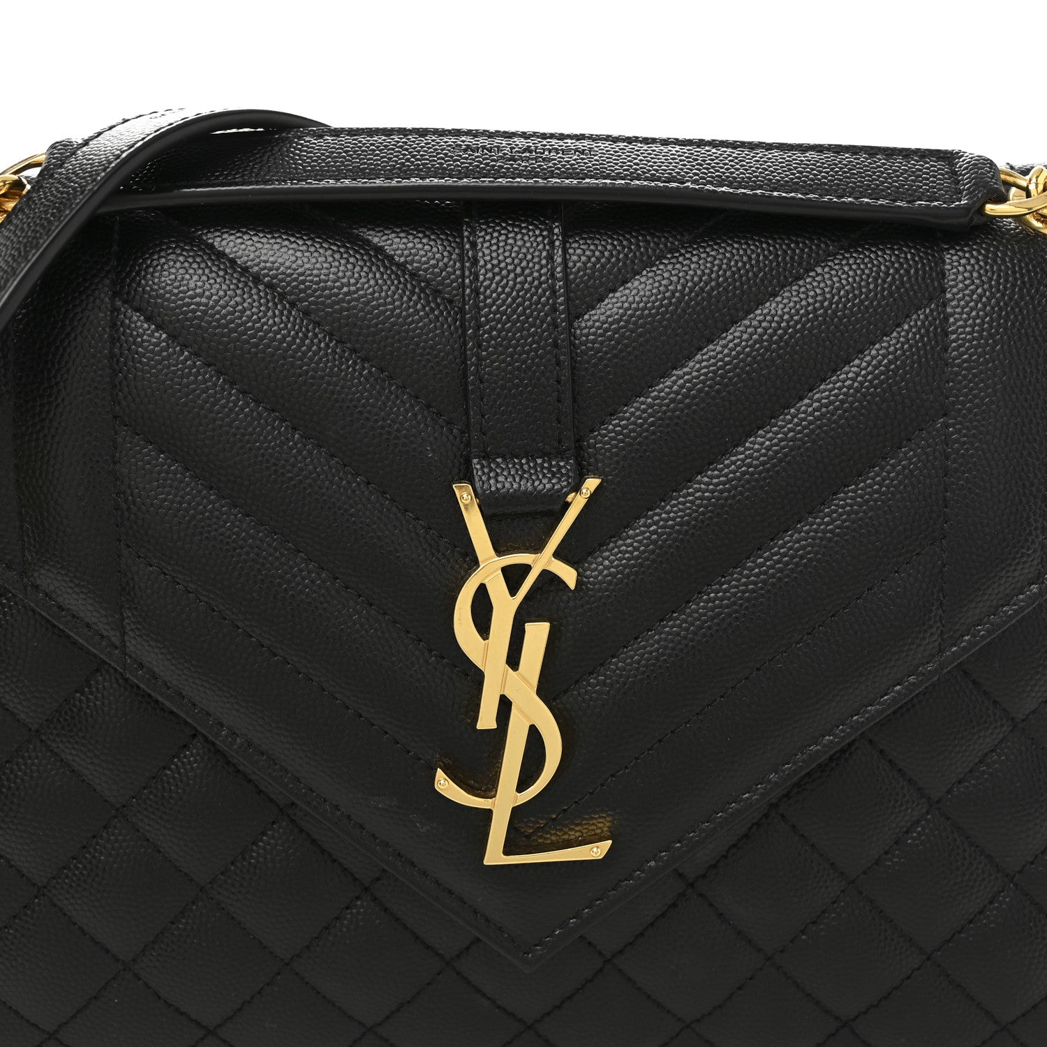 Saint Laurent Grain De Poudre Textured Mixed Matelasse Triquilt Medium Monogram Satchel Black 8 of 10
