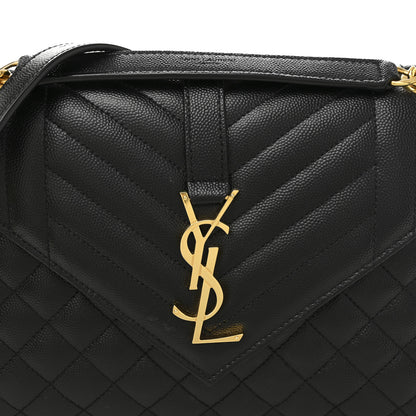 Saint Laurent Grain De Poudre Textured Mixed Matelasse Triquilt Medium Monogram Satchel Black 8 of 10