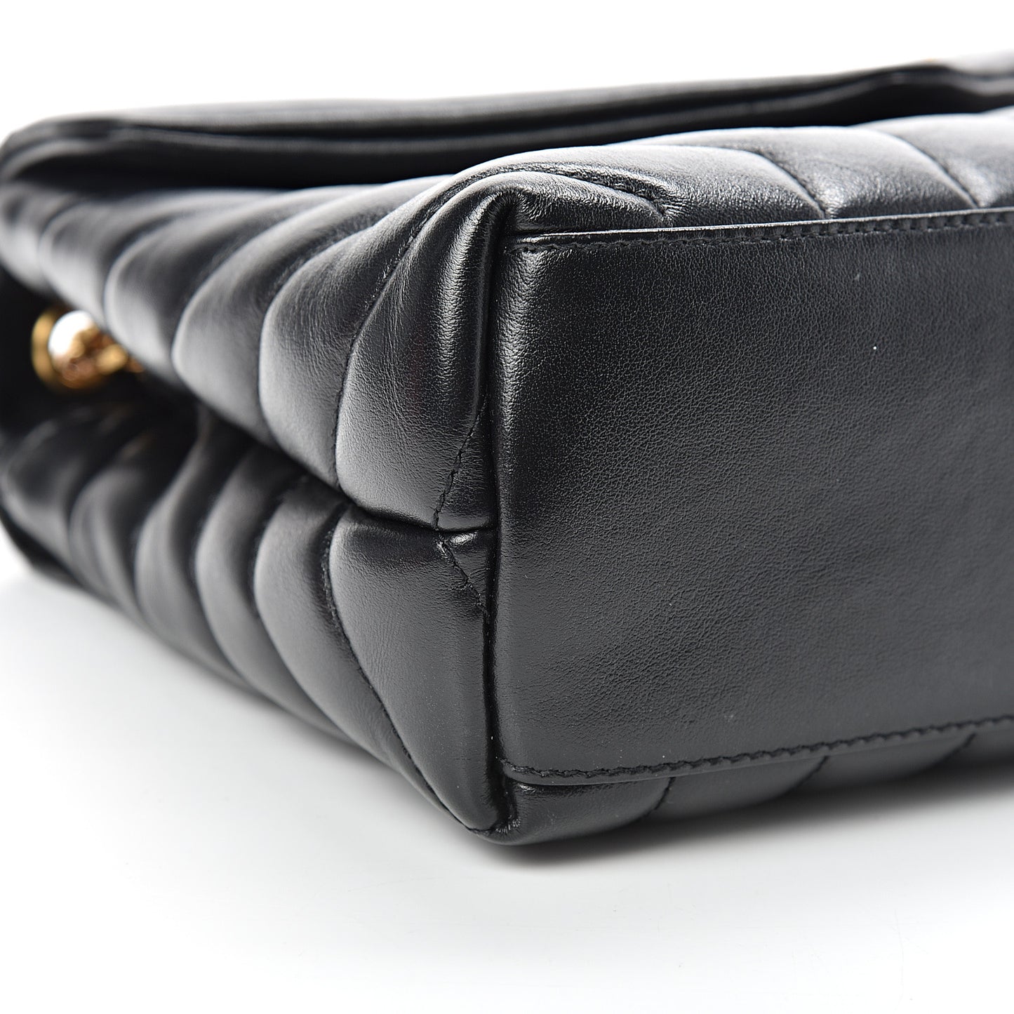 Calfskin Y Quilted Monogram Small Loulou Chain Satchel Black