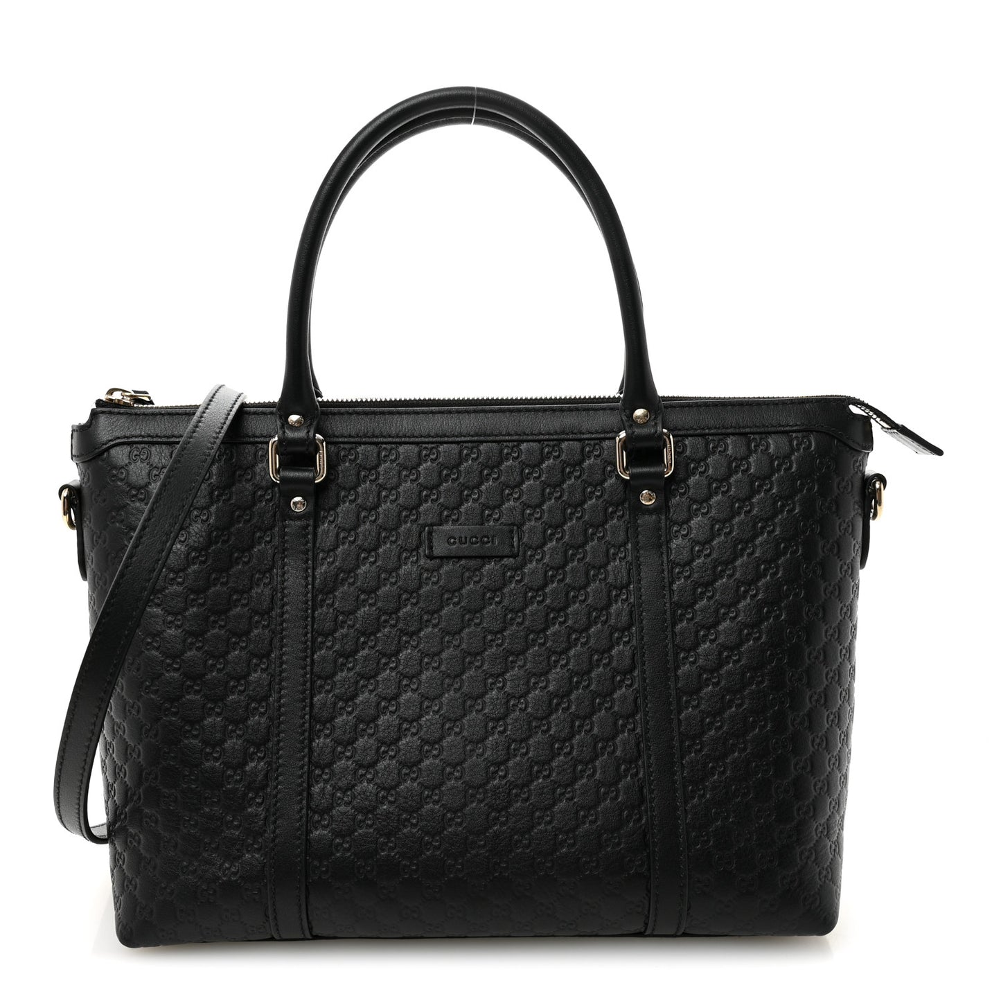 Soft Microguccissima Small Zippered Satchel Black