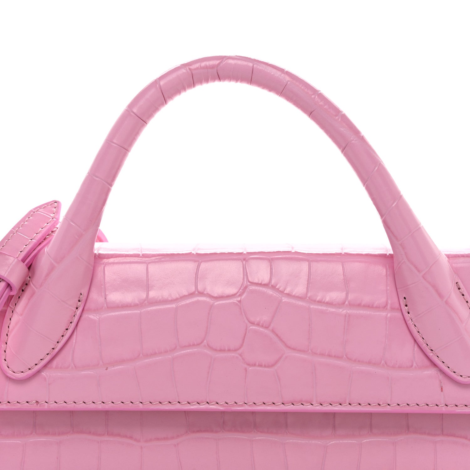 Jacquemus Calfskin Crocodile Embossed Le Chiquito Long Pink 7 of 10