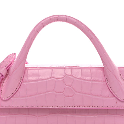 Jacquemus Calfskin Crocodile Embossed Le Chiquito Long Pink 7 of 10
