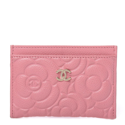 Chanel Caviar Camellia Embossed Card Holder Pink 1 of 9